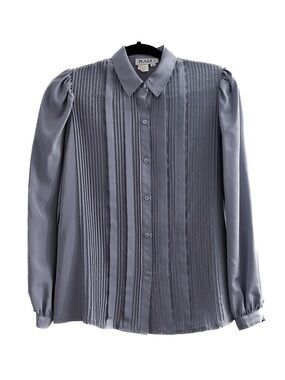 🩶 Vintage Pleat Front Blouse in Gray 🩶